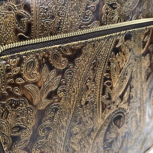 Vintage tooled paisley leather embossed Handbag - Picture 3 of 15